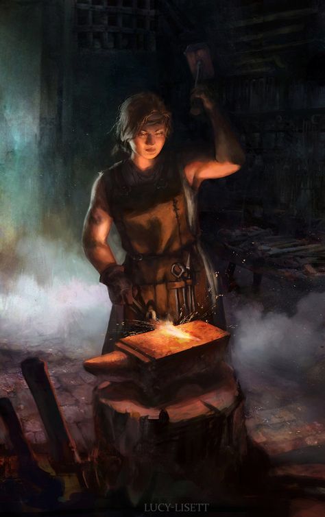 Blacksmith by Lucy-Lisett.deviantart.com on @DeviantArt Female Human, Wow Art, High Fantasy, Fantasy Rpg, Fantasy Inspiration, Medieval Fantasy, Character Creation, Dnd Characters, Character Portraits