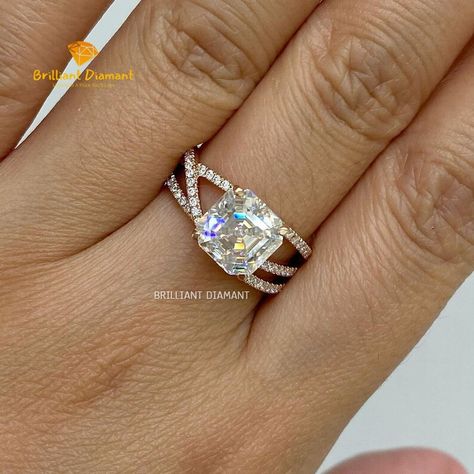 Dazzling engagement rings Ascher Ring, Asscher Ring, Ascher Cut, Asscher Cut Ring, Pink Emerald, Asscher Cut Diamond, Promise Rings For Her, Diamond Ring Settings, Asscher Cut