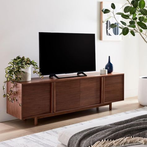 west elm HOLLIS media console 1679-2249 Bufet Tv, Mid Century Console, Wood Media Console, Modern Media Console, Media Storage Cabinet, Media Consoles, Oversized Furniture, Piano Bench, Condo Ideas