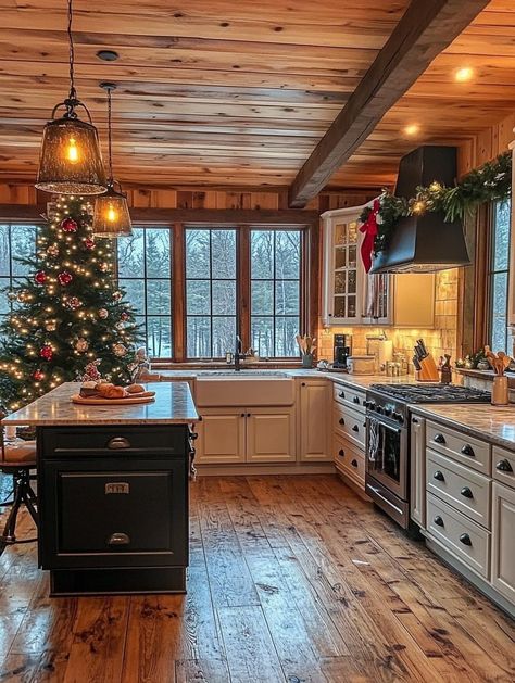 Living In Woods, Log Cabin Farmhouse Style, Cabins In The Woods Interior, Farmhouse House Ideas, Cabin House Interior, Painted Log Home Interior, Log Cabin Homes Interior, Log Cabin Interior Design, Cabin Makeover