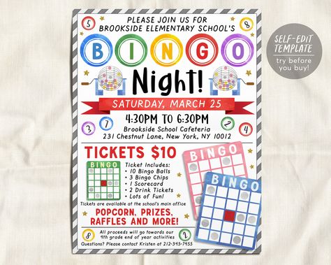 Police Fundraiser Ideas, Bingo Night Fundraiser, Library Fundraiser, Bingo Tickets, Family Library, Music Bingo, Community Ideas, Pta Ideas, Bingo Chips