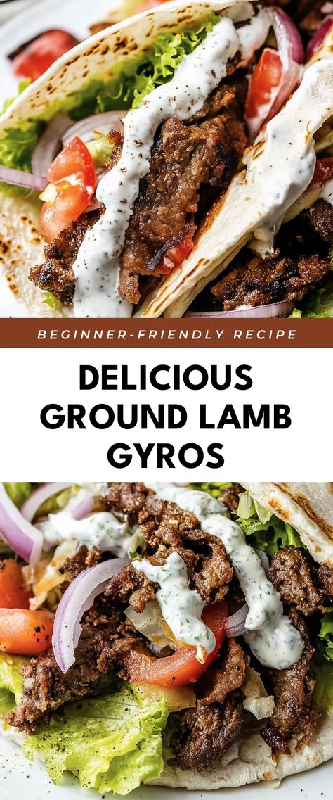 Image for Delicious Ground Lamb Gyros Ground Pork Gyros Recipe, Gyros Recipe Lamb, Ground Lamb Gyros, Lamb For Gyros, Ground Lamb Tacos, Ground Goat Recipes, Greek Gyros Lamb, Ground Goat Meat Recipes, Gyro Recipe Lamb