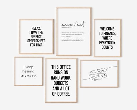 Accountant Office Decor, Set of 6 PRINTABLES, Accounting Prints, Funny Finance Poster, Accounting Gift, Accountant Humor, Financial Wall Art Cpa Office Decor, Financial Office Decor, Accountant Office Decor, Cpa Office Design, Bookkeeper Office Decor, Accounting Classroom Decor, Tax Office Decor Ideas, Finance Office Decor, Accounting Office Decor