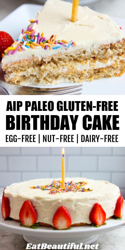 AIP Birthday Cake (Vanilla Cake with Frosting) Cassava Flour Cake, Aip Cake Recipes, Paleo Birthday Cake, Aip Cake, Aip Sweets, Birthday Cake Vanilla, Cake With Frosting, Aip Baking, Gluten Free Birthday Cake