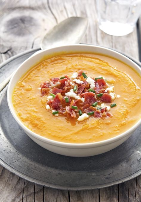 Paleo Butternut Squash Recipes, Butternut Squash And Bacon, Butternut Squash Bacon, Panera Autumn Squash Soup, Best Butternut Squash Soup, Bacon Soup Recipes, Vegan Butternut Squash Soup, Butternut Squash Curry, Butternut Soup