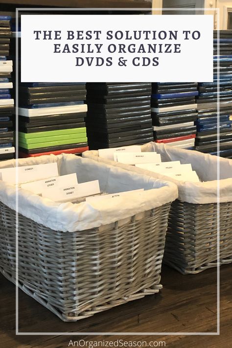 Learn the best solution to easily organize your DVDs & CDs! #anorganizedseason #organizedhome #organizedliving #organizedvds #organizemovies #organizecds #getorganized #diyorganizer #dvdorganization #cdorganizer via @anorganizedseason Storing Dvds Ideas, Cd Storage Ideas Diy, Dvd Organization Ideas, Organizing Dvds, Organize Dvds, Dvd Storage Ideas, Dvd Organization, Outside Movie, Cd Storage