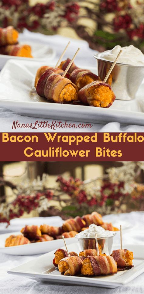 Bacon Wrapped Buffalo Cauliflower Bites Foods To Cook, Egg Scramble, Buffalo Cauliflower Bites, Paleo Foods, Broccoli Salad Recipe, Trim Healthy Mama Recipes, Sugar Free Diet, Buffalo Cauliflower, Cauliflower Bites