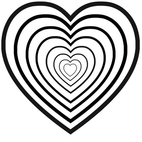 Valentine's Day Heart Coloring Sheet Heart Outline Printable, Candy Hearts Coloring Page, White Heart Outline, Heart Outline Png, Heart Clipart Black And White, Polka Dot Theme, Illusion Tattoos, Optical Illusion Tattoos, Optical Illusion Tattoo