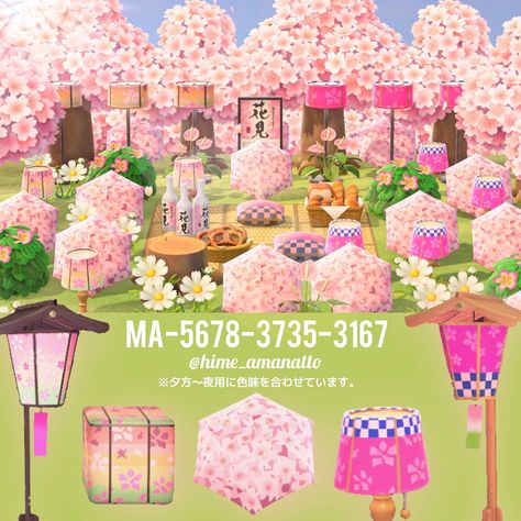 Acnh Sakura Design, Acnh Sakura, Acnh Zen Garden, Otter Illustration, Cherry Blossom Decor, Sakura Design, Custom Umbrella, Pink Island, Animal Crossing Funny