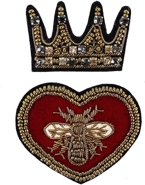 Amazon.com: Crown Bee Heart Embroidery Badges Handmade India Silk Wire Patch Brooch Beaded Diamond Embroidered Applique Sewing 1set: Arts, Crafts & Sewing Embroidery Badges, Bee Heart, Beaded Patches, Crown Embroidery, Applique Sewing, Embroidery Brooch, Beaded Crown, Heart Embroidery, Beaded Applique