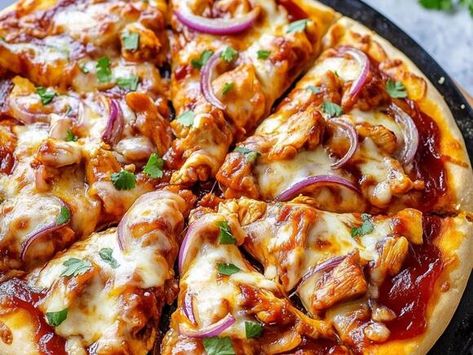 Bourbon Chicken Pizza, Bbq Chicken French Bread Pizza, Flat Bread Bbq Chicken Pizza, Nann Bread Bbq Chicken Pizza, Barbecue Chicken Pizza Recipe, Asparagus Garlic, Easy Bbq Chicken, Tangy Bbq Sauce, Bbq Chicken Pizza