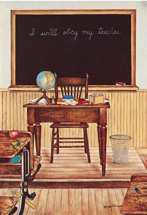 * School Images, Old School House, School Daze, My Teacher, School Room, Vintage School, Photo Vintage, Norman Rockwell, Vintage Painting