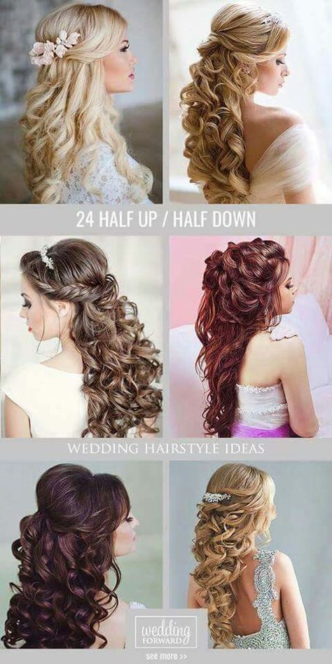 Ideas wedding hair Down Wedding Hairstyles, Half Up Half Down Wedding, Curly Wedding Hair, Wedding Hairstyles Half Up Half Down, Wedding Hair Down, Hairstyle Look, Hairstyles For Long Hair, Wedding Hairstyles For Long Hair, Formal Hairstyles