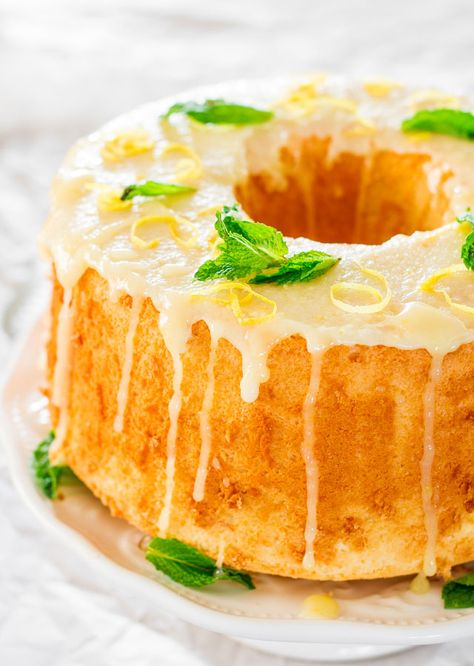 Lemon Glaze Cake, Lemon Chiffon Cake, Jo Cooks, Lemon Chiffon, Chiffon Cake, Lemon Desserts, Lemon Recipes, Angel Food, Lemon Cake