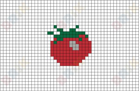 Tomato Cross Stitch Pattern, Tomato Cross Stitch, Food Embroidery, Pixel Art Food, Tomato Fruit, Easy Perler Bead Patterns, Fruit Food, Melting Beads, Pixel Art Design