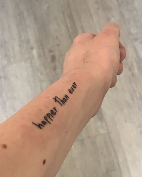 Ilomilo Tattoo, What Was I Made For Tattoo, Happier Than Ever Tattoo, Billie Eilish Tattoo Ideas, Billie Eilish Tattoo, Short Quote Tattoos, Brand New Tattoos, Billie Eilish Happier Than Ever, Hand And Finger Tattoos