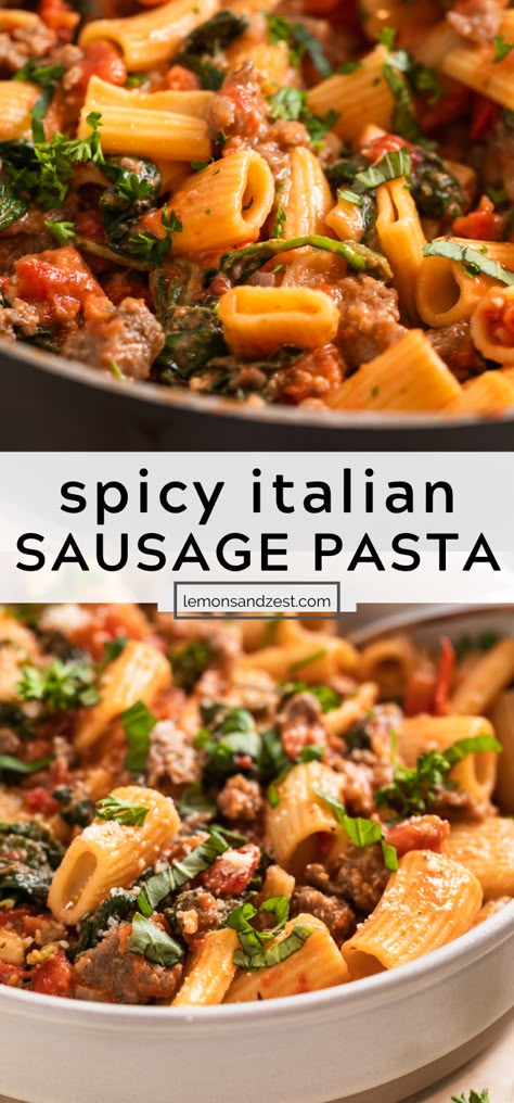 Pasta Spicy Sausage, Ground Sausage Pasta Recipes, Best Pasta Dinner, Spicy Italian Sausage Pasta, Hot Italian Sausage Recipes, Sausage Penne Pasta, Italian Sausage Recipes Pasta, Ground Sausage Recipes, Sausage Pasta Recipe