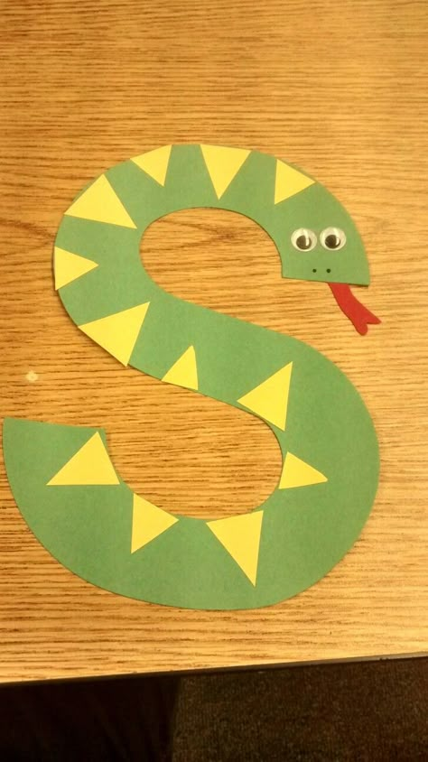 S is for Sammie Snake S For Snake Preschool Craft, S Art For Preschool, Snake Art And Craft For Preschool, S Is For Snake Preschool, Letter S Art Preschool, S For Snake Craft, Letter S Snake Craft, Snake Arts And Crafts, S Is For Snake Craft