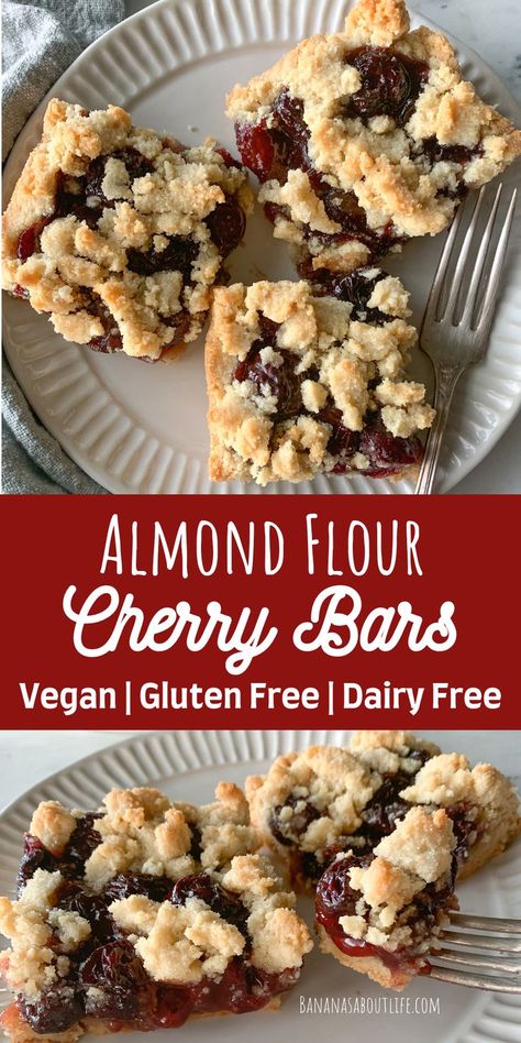 almond flour cherry bars Cherry Recipes Vegan, Cherry Recipes Gluten Free, Cherry Recipes Healthy, Dried Cherry Recipes, Cherry Pie Bars Recipe, Tart Cherries Recipes, Fresh Cherry Recipes, Cherry Recipes Dessert, Cherry Pie Bars