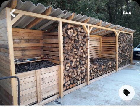 Landscaping Forest Backyard, Outdoor Firewood Storage, Firewood Storage Outdoor, Minecraft Basement, Storage Outdoor, Acnh Basement, Homestead Kitchen, Firewood Shed, Kids Basement