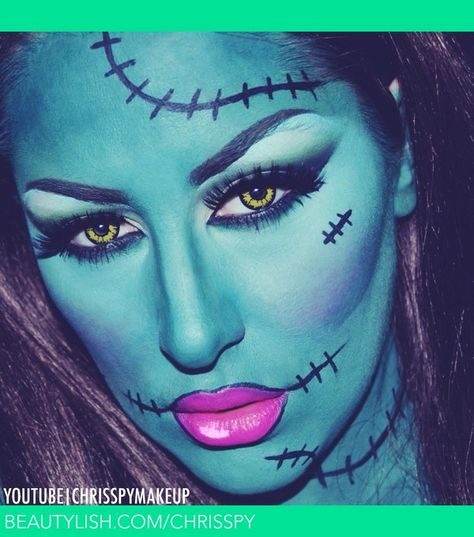 Lady Frankenstein, Frankenstein Makeup, Fantasy Make-up, Monster Makeup, Monster Halloween, Halloween Tutorial, Eyeliner Products, Work Makeup, Frankenstein Halloween