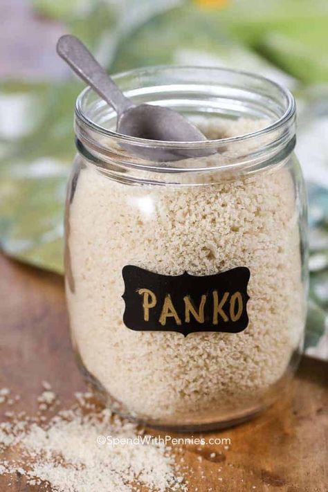 Panko bread crumbs are the perfect crunchy addition to casseroles, fried foods, and anything that you want to add a crispy crust to! Homemade Panko, Panko Bread Crumbs Recipe, Ritz Cracker Toffee, Panko Recipes, Easy Cabbage Rolls, Bread Crumbs Recipe, Crumb Recipe, Garlic Breadsticks, Panko Crumbs