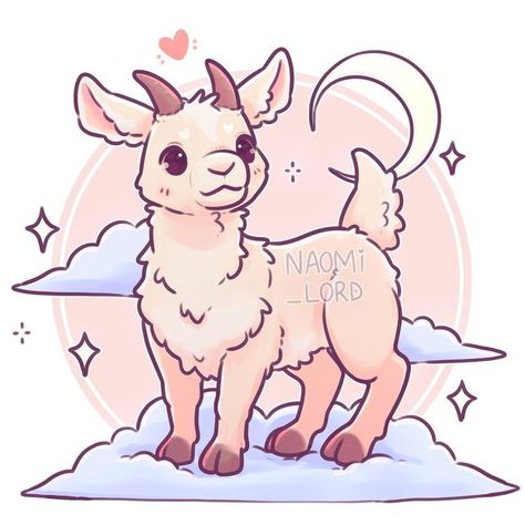 Naomi Lord Art on Instagram: "✨🌙 time for the next lunar zodiac animal! This week it’s the year of the goat! 🐐(This year can also be sheep 🐑) 🌙✨ that’s 5 zodiacs down! Almost halfway! 💕 • #lunarzodiac #chinesezodiac #chinesezodiacart #goat #goatart #clipstudiopaint" Kawaii Goat Drawing, Goat Art Cute, Naomi Lord Animals, Cute Goat Illustration, How To Draw A Goat, Goat Cartoon Drawing, Goat Drawing Sketch, Goat Illustration Cute, Baby Goat Drawing