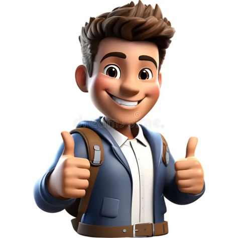 3D cartoon happy man showing thumbs up with happy face. Illustration about dynamic, gesture, vibrant, cartoon, cheerful, modern, isolated, character, encouragement, backpack - 333857675 Cartoon Thumbs Up, Happy Face Illustration, Farm Cartoon, Emoticon Faces, Abstract Animal Art, Happy Man, Man Illustration, Face Illustration, Smiling Man