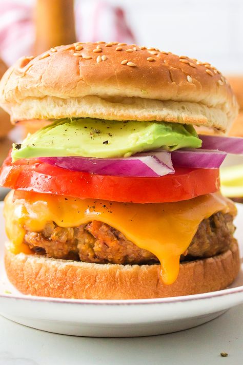 Sweet Potato Turkey Burgers Turkey Burger And Sweet Potato Recipe, Sweet Potato Turkey Burger, Sweet Potato Burger Bun, Turkey Burger And Sweet Potato Fries, Veggie Burger Sweet Potato, Teriyaki Turkey Burgers With Pineapple, Sweet Potato Burgers, Bean Burger, Turkey Burger