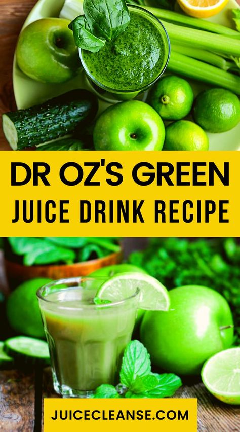 Dr Oz's Green Juice Drink Recipe - Tastylicious | Recipe | Green juice recipes, Juice smoothies recipes, Green smoothie cleanse