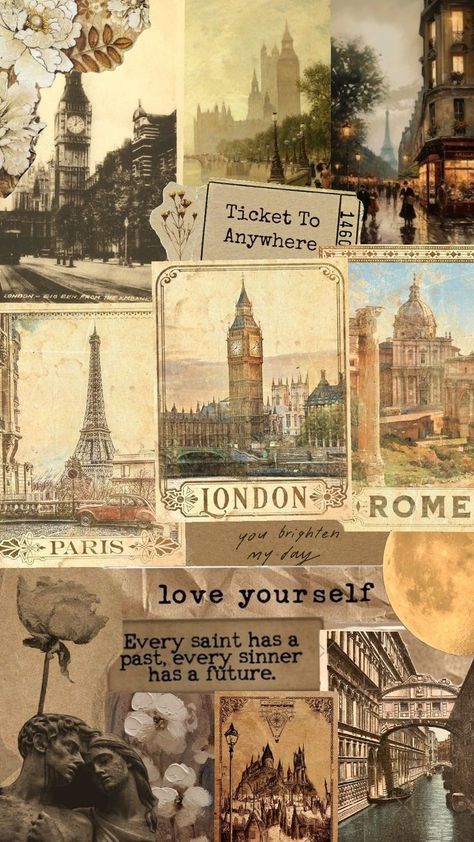 vintage postcards, statues, flowers, texts Postcard Vintage Design, Vintage Postcard Aesthetic, Vintage Travel Aesthetic, Travel Postcard, St Albans, Vintage Collage, Postcard Design, Vintage Postcard, Post Cards