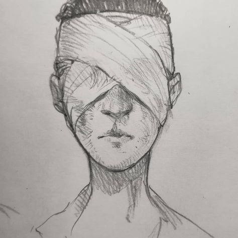 Bandages Over Eyes, Bandages Drawing Reference Face, Bandaged Face Character Art, Bandaged Head Drawing, Bandage Character Art, Bandages Over Eyes Reference, Bandages Drawing Reference, Eye Bandage Anime, How To Draw Bandages