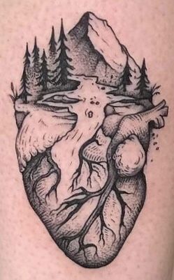 Warrior Tattoo Sleeve, Hippie Tattoo, Anatomical Heart Tattoo, Hiking Tattoo, Bull Tattoos, Airbrush Designs, Nature Tattoo, Mountain Drawing, Black And White Art Drawing