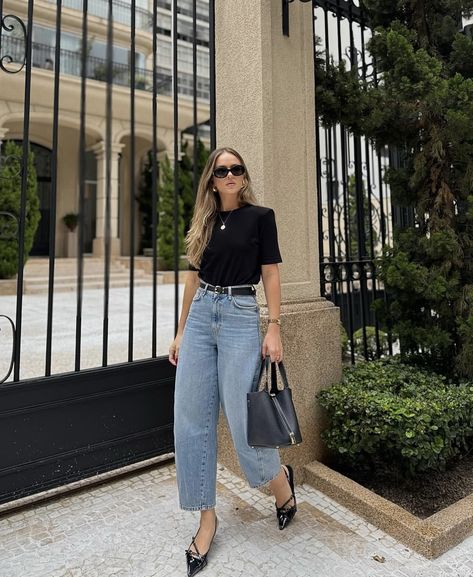 Cropped Jeans Outfit, Wide Leg Outfit, Wide Leg Jeans Outfit, Mode Turban, Outfit Inspo Casual, Elegante Casual, Mode Casual, Wardrobe Outfits, Classy Work Outfits