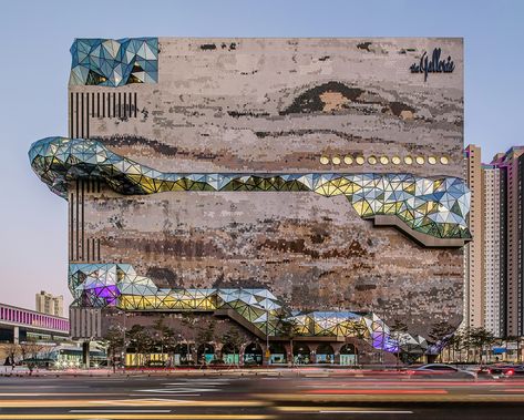 Gallery of OMA Completes the Galleria Department Store in Gwanggyo, South Korea - 12 Oma Architecture, Glass Walkway, Korea Południowa, Rem Koolhaas, Creative Architecture, Schematic Design, Stone Facade, Living Modern, Oscar Niemeyer