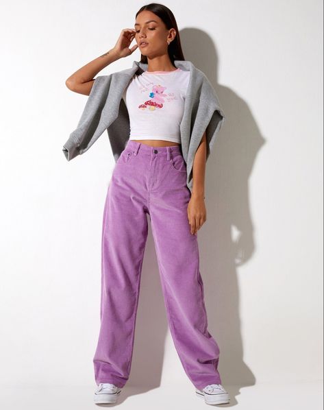 Lilac Jeans, Purple Wide Leg, Purple Trousers, H And M, Corduroy Trousers, Lilac Purple, Girls Rock, Denim Overalls, Nice Things