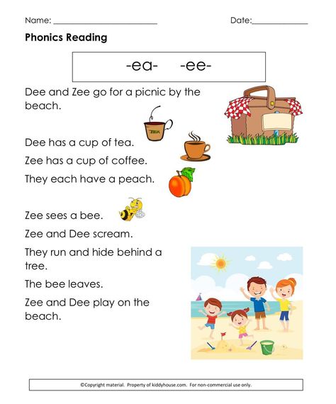 Scroll down to download the pdf copy of this free phonic reading worksheet. Click here to download the free worksheet. Ee And Ea Reading Passages, Ee Sound Reading Passage, Long I Story Reading, Long E Reading Passages, Ee Sound, Phonics Digraphs, Teaching Child To Read, Phonics Reading Passages, Cvc Words Kindergarten