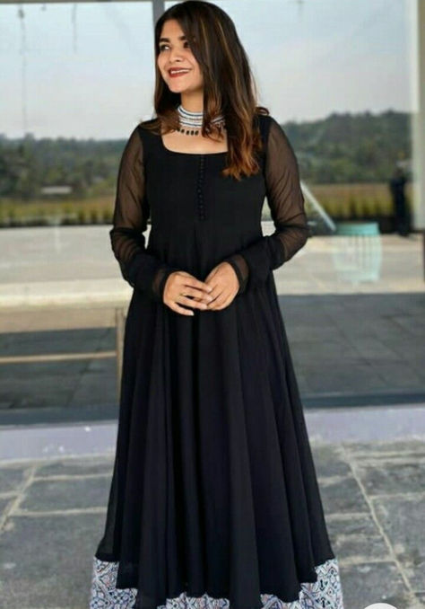 20% Discount Aline Anarkali Design, Aline Kurti Designs Latest, Aline Frocks For Women, Black Frocks, Anarkali Kurti Design, Kurti Tunics, Frock Suit Design, Chiffon Kurti, Kurti Anarkali