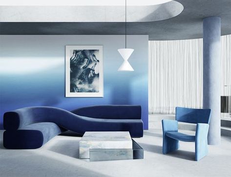 Blue Furniture, Interior Design Art, Blue Interior, Office Interior Design, Blue Design, Interior Art, Space Design, 인테리어 디자인, Office Design