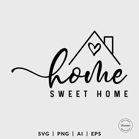 Cultivate the feeling of home with our delightful Home Sweet Home SVG design! This versatile graphic embodies the warmth of family, the joy of simple pleasures, and the beauty of creating your haven, perfect for t-shirts, wall art, home decor items, and more. Share your decorating tips, inspire wanderlust, and tell the world that home ... Home Sweet Home Sign Printable, New Home Welcome Sign, Home Sweet Home Lettering, New Home Svg, Home Decor Logo, New Home Sign, New Home Quotes, Home Sweet Home Svg, Pyrography Ideas