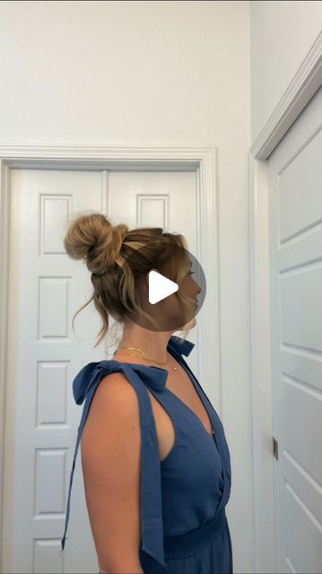 Katie Sue on Instagram: "always feel so pretty & put together with this messy bun! using my @t3micro curling iron. dress is @amazonfashion & in my store front!   messy bun, Delaney bun, viral messy bun, updo, graduation hairstyle, wedding hairstyle, vacation hairstyle, dinner date hairstyle" Viral Messy Bun, Vacation Hairstyle, Graduation Hairstyle, Messy Bun Updo, Date Hairstyles, Hairstyle Wedding, Vacation Hairstyles, Bun Updo, Graduation Hairstyles