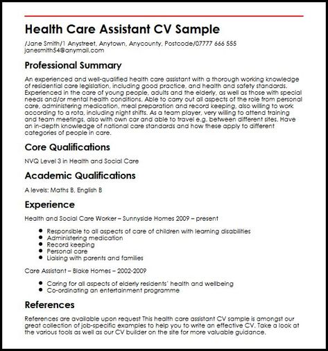 healthcare-assistant-cv-example Care Assistant Cv, Healthcare Assistant, Neighbor Quotes, Curriculum Vitae Examples, Patient Care Assistant, Patient Care Coordinator, Cv Sample, Perfect Cv, Care Assistant