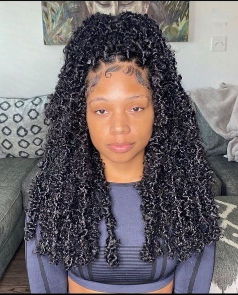 #follow #hairgoals #locs #hair #hairstyles #beautyblog #blogging #blogger #blog Butterfly Locs Lace Wig, Butterfly Locs Distressed, Medium Length Butterfly Locs, Mid Back Butterfly Locs, Faux Locs Styles Black Women, Butterfly Locks Hairstyle, Butterfly Locs Medium Length, Small Butterfly Locs, Butterfly Locs Mid Back