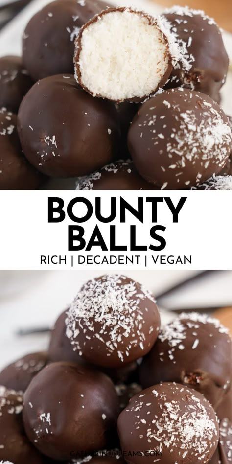 Bounty Balls Recipe, Desserts For Dieting, 3 Ingredient Coconut Balls, Vegan Coconut Balls, Infant Dinner Ideas, Coconut Healthy Recipes, Coconut Chocolate Balls Recipe, Healthy Coconut Recipes, Coconut Balls Healthy