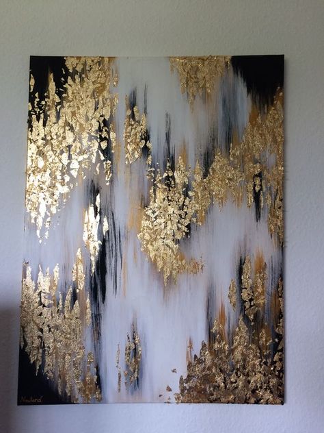 Abstract Painting With Gold, Pink Mums, Painting With Gold, Gold Art Painting, Canvas For Beginners, Small Canvas Paintings, Texture Painting On Canvas, Mums Homecoming, Christmas Money