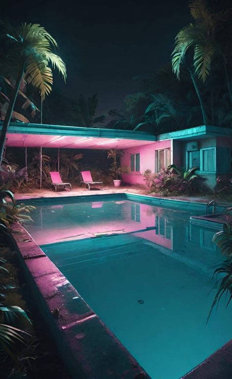 Miami Vice Party, Cyberpunk Concept Art, 1980s Aesthetic, Just Do It Wallpapers, 80s House, Futurism Art, Miami Art Deco, Poetry Pic, Nostalgic Pictures