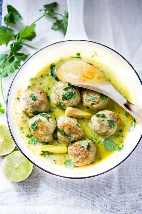 Thai Turkey Meatballs, Easy Thai Recipes, Feasting At Home, Coconut Curry Sauce, Recipes Lunch, Coconut Sauce, Lunch Meat, Turkey Meatballs, Master Chef