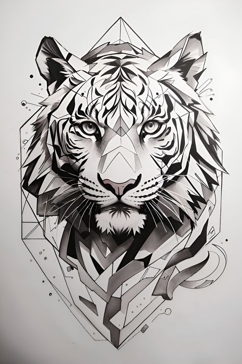 , #Offline, #Functionality, #AD, #AI Geometric Tiger Tattoo Design, Tattoo Shapes, Geometric Tiger Tattoo, Geometric Tiger, Image Prompts, Tiger Tattoo Design, Tattoo Art Drawings, Tiger Art, Tiger Tattoo