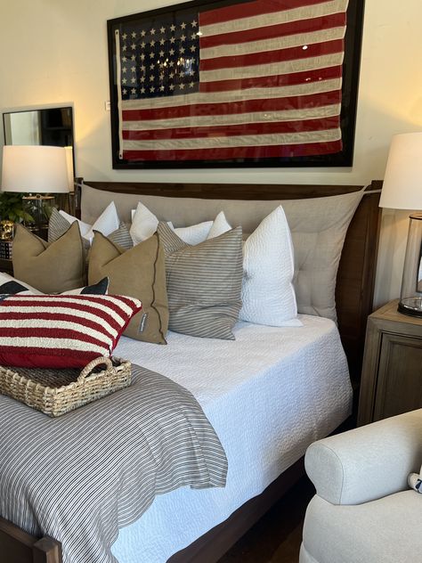 Vintage Americana Bedroom, Americana Room, Americana Bedroom, Patriotic Bedroom, Southern Decor, Vintage Americana, House 2, New Homes, Room Decor