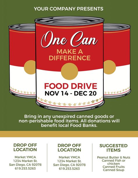 Food Drive Donation Box Ideas, Can Food Drive Poster Ideas, Food Drive Box Decoration, Food Drive Box Ideas Fun, Food Drive Box Ideas, Food Drive Poster, Thanksgiving Food Drive, Food Drive Flyer, Canes Food